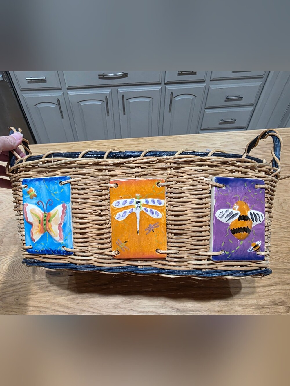 Hand Painted Ceramic Tiled Basket